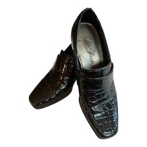 Life Stride Suspend Too Black Shiny/Patent Heel Size 7.5 Faux Snake Pattern.